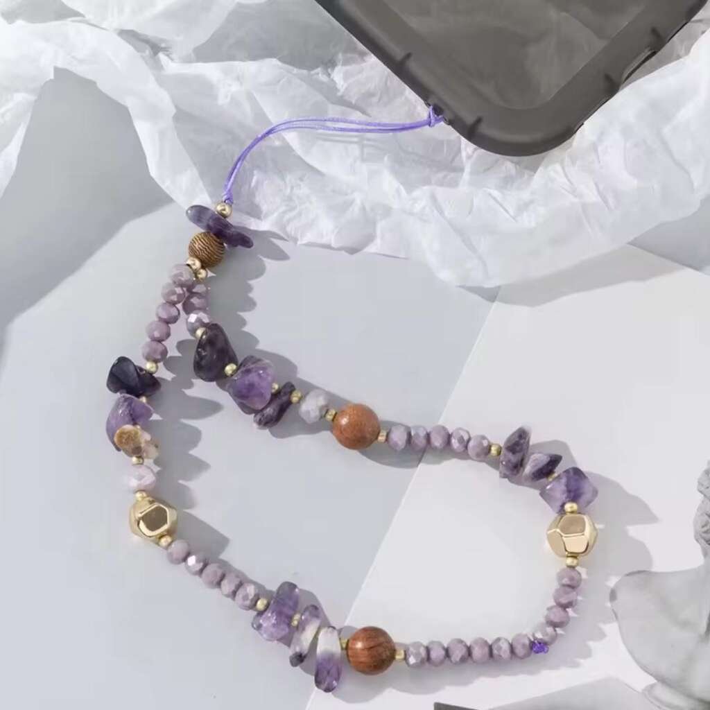 Sangle Téléphone - Perles Mauves