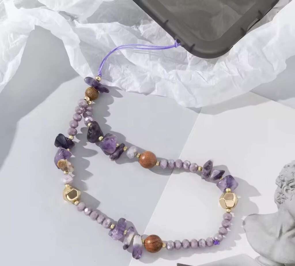 Sangle Téléphone - Perles Mauves