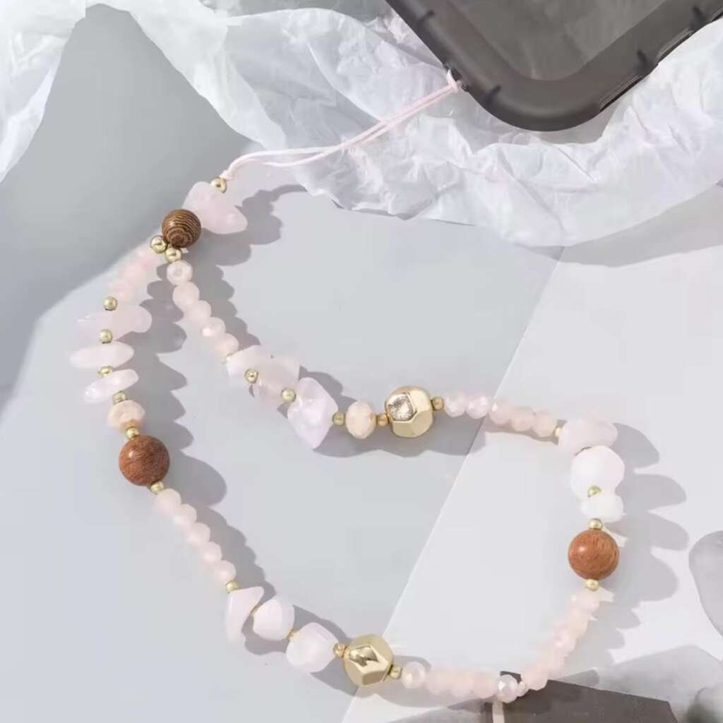 Sangle Téléphone - Perles Rose Pastel