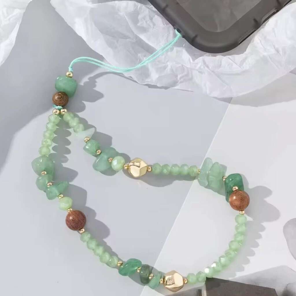 Sangle Téléphone - Perles Vertes