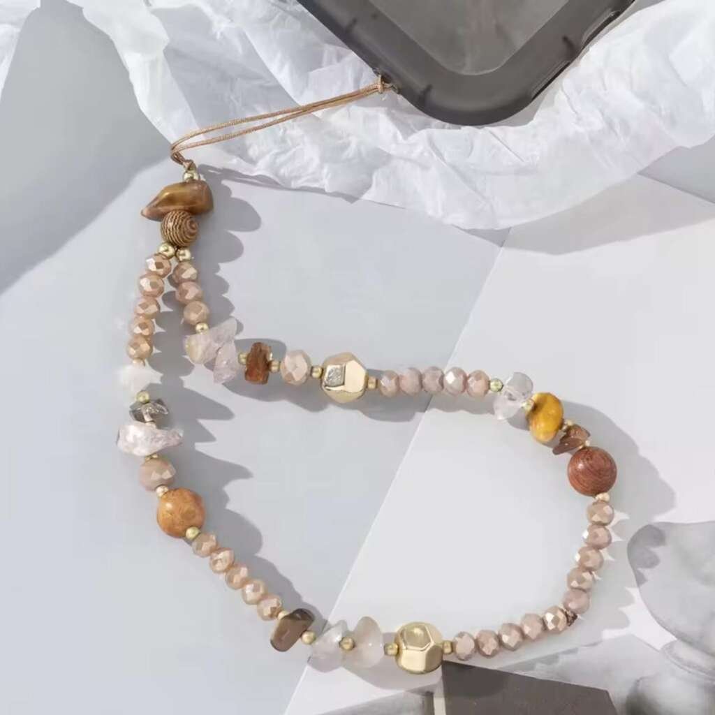 Sangle Téléphone - Perles Beiges